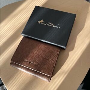 NWT Montana West Genuine Leather Men’s Wallet Trifold- Coffee